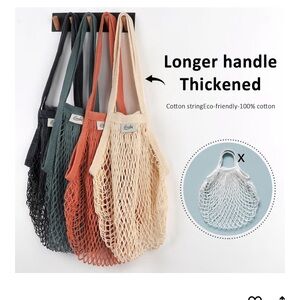 3 PCS Chic Eco-Friendly Cotton Mesh Tote Bag Set Produce Bag Fruit Bag